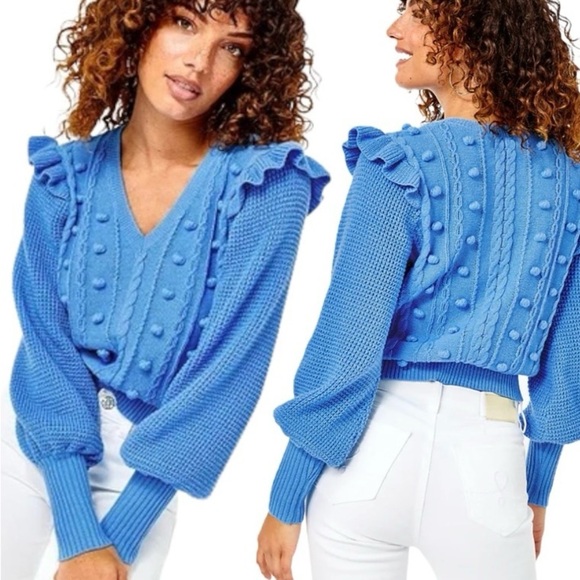 Lilly Pulitzer Greta Swiss Dot Blouson Sleeve Sweater size Small - Picture 3 of 8